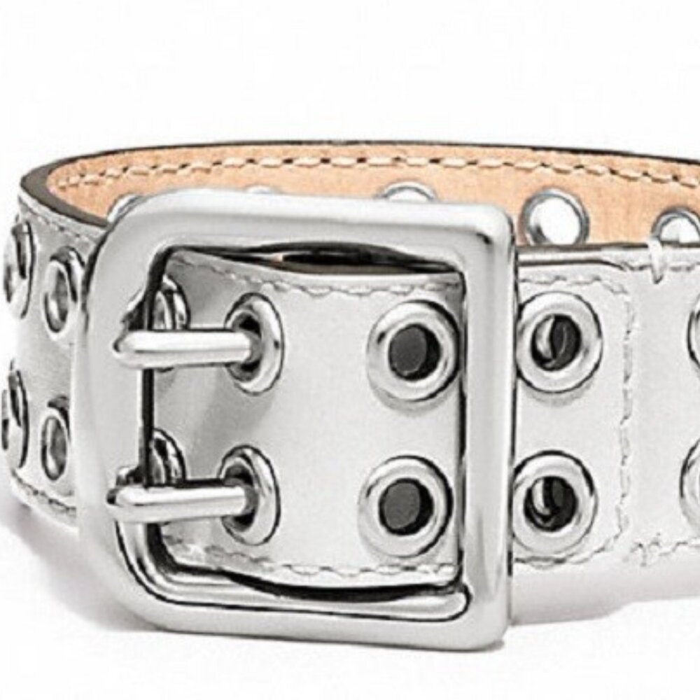Coach 96569 Grommet Buckle Bracelet White Leather